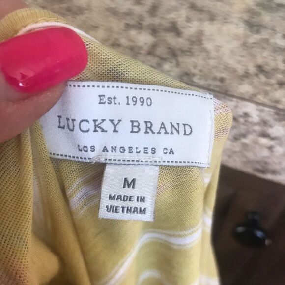 Lucky Brand Yellow and White Blouse Medium - Picture 5 of 10